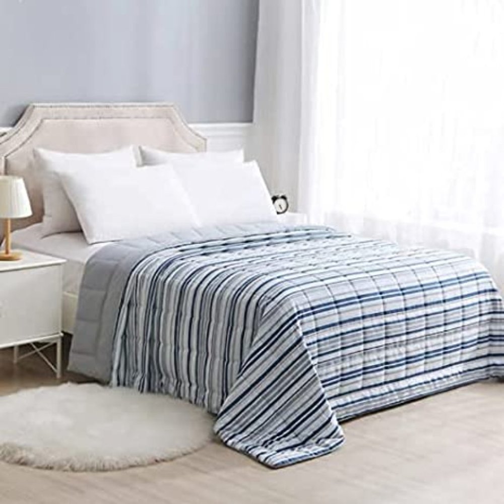 Charisma Reversible Striped Blue Blanket